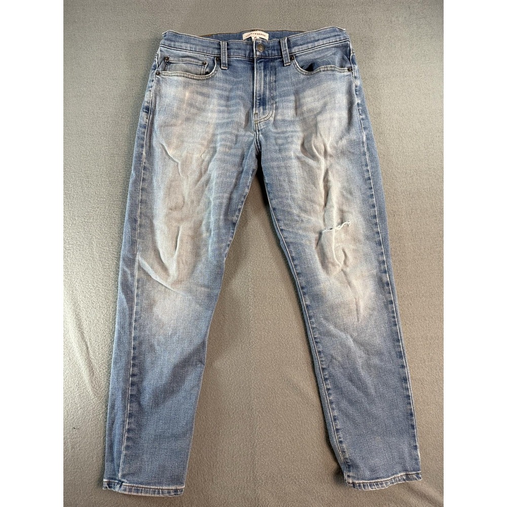 Lucky Brand 121 Jeans Mens 33x30 Light Wash Blue Slim Straight Denim Distressed